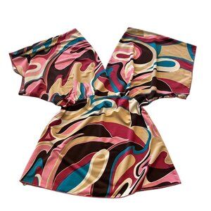 Vintage rave Pink and brown swirl patterned top size medium #y2k #swirl